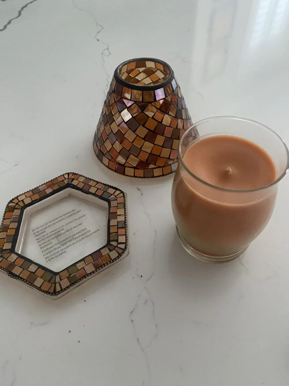 Partylite Global Fusion Mosaic Decorative Candle Shade Holder Tray HB3105U